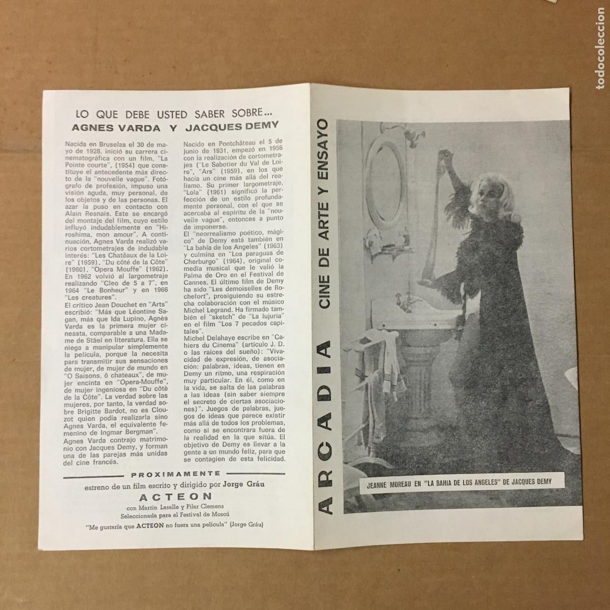 Kino: PTCC 847 LA BAHIA DE LOS ANGELES PROGRAMA DOBLE LOCAL ARCADIA JAQUES DEMY JEANNE MOREAU