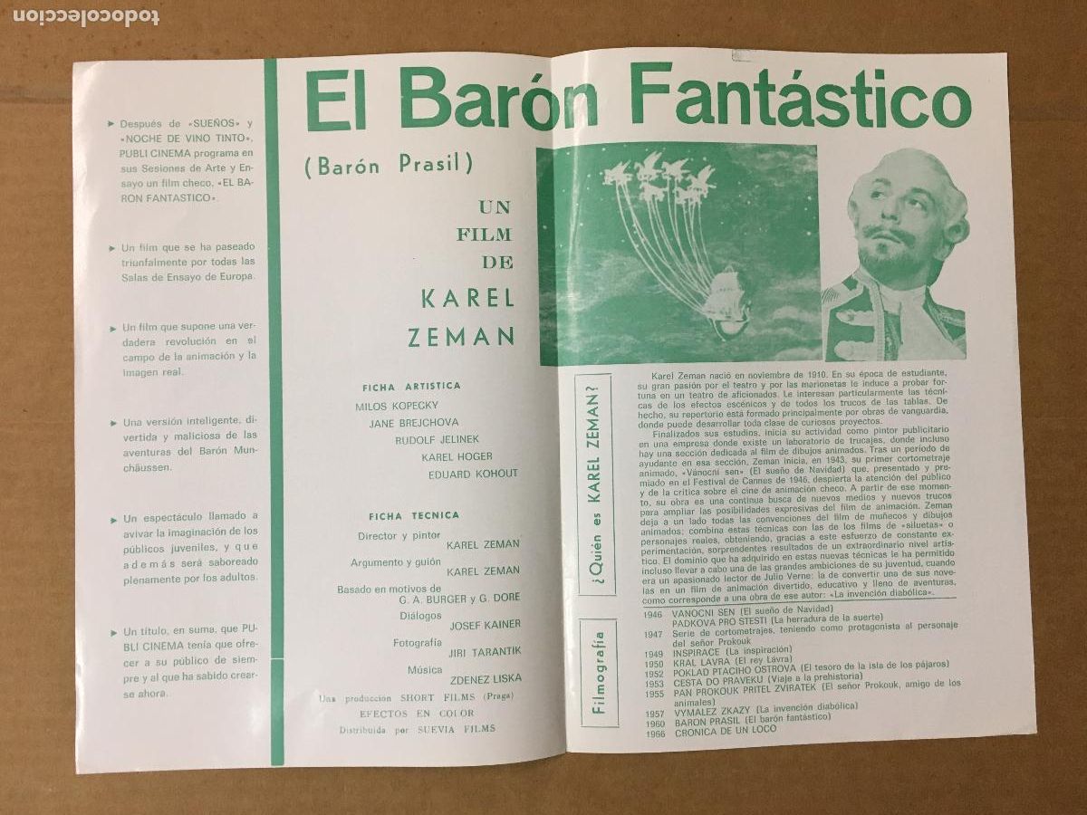 Cinema: PTCC 847 EL BARON FANTASTICO PROGRAMA DOBLE LOCAL PUBLI CINEMA KAREL ZEMAN MILOS KOPECKY