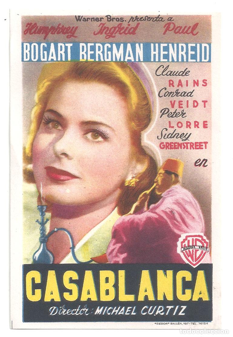 Kino: PTCC 848 CASABLANCA PROGRAMA SENCILLO WARNER INGRID BERGMAN HUMPHREY BOGART