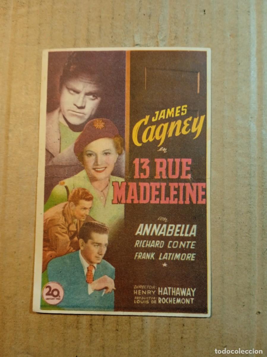 Cine: FOLLETO DE MANO CON PUBLICIDAD 13 RUE MADELEINE