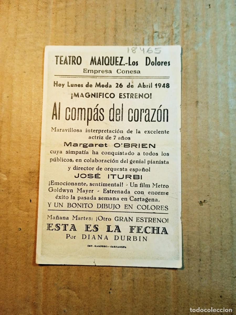 Cine: FOLLETO DE MANO CON PUBLICIDAD AL COMPAS DEL CORAZON - Foto 2