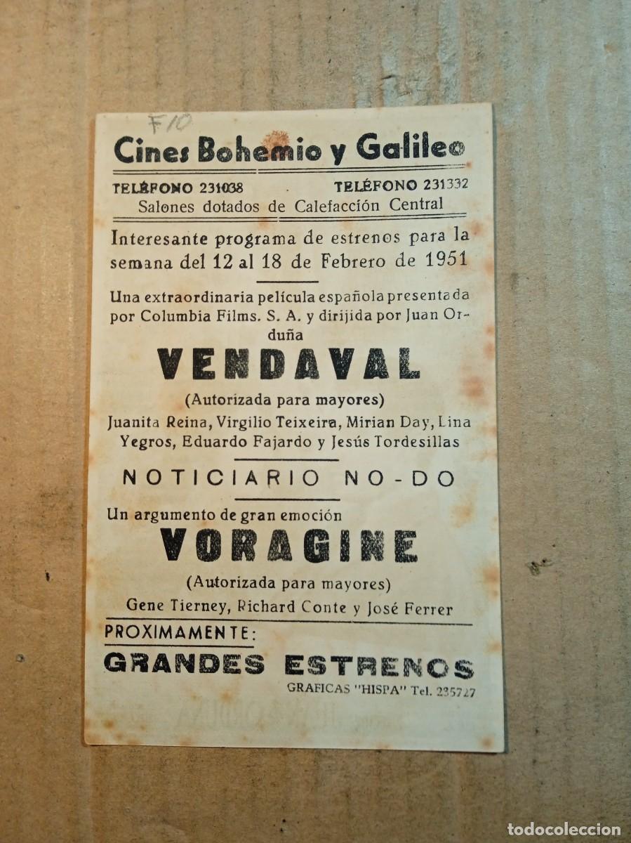 Cine: FOLLETO DE MANO CON PUBLICIDAD VENDAVAL - Foto 2