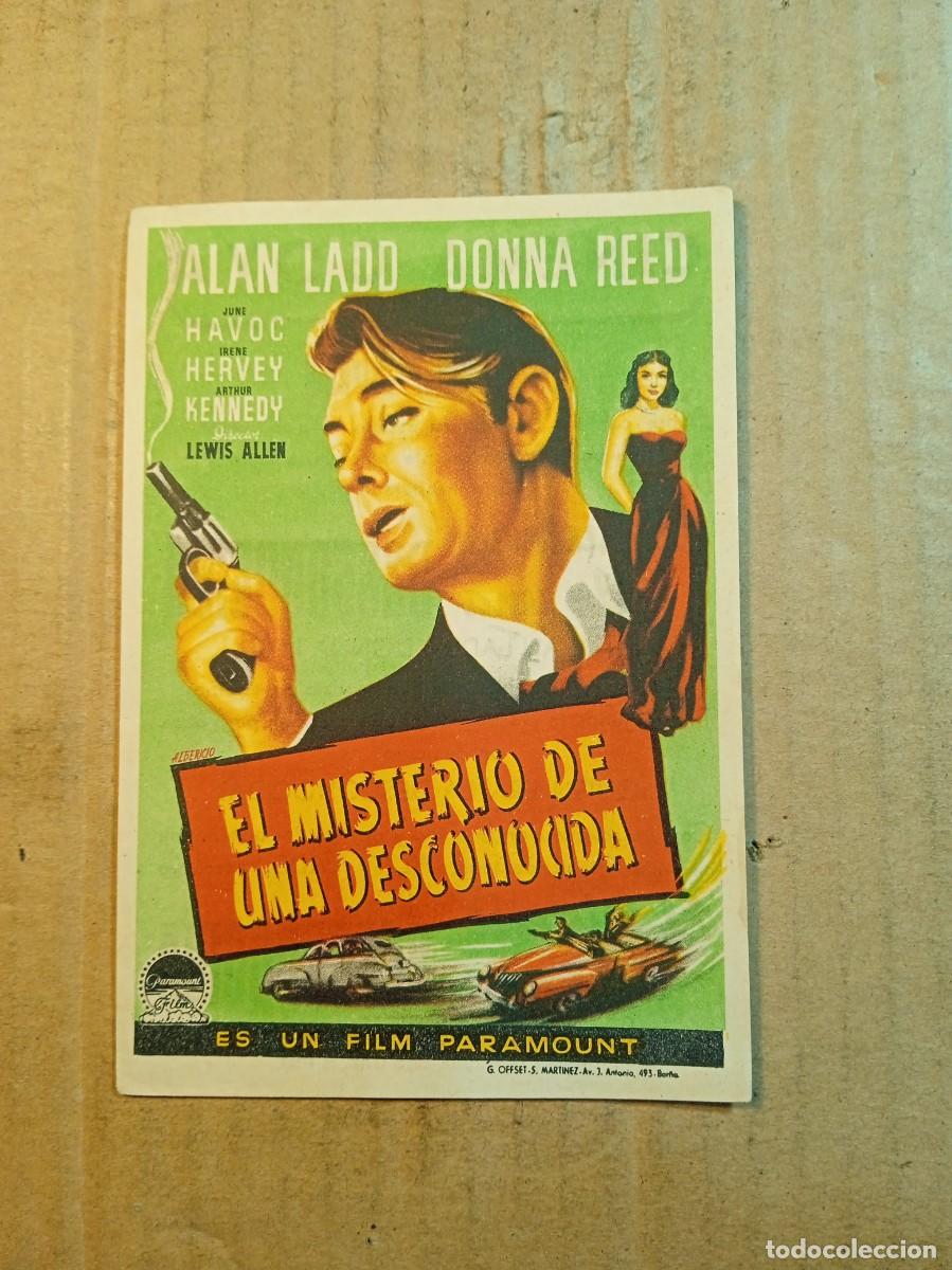 Folhetos de m&atilde;o de filmes antigos de cinema: FOLLETO DE MANO CON PUBLICIDAD EL MISTERIO DE UNA DESCONOCIDA