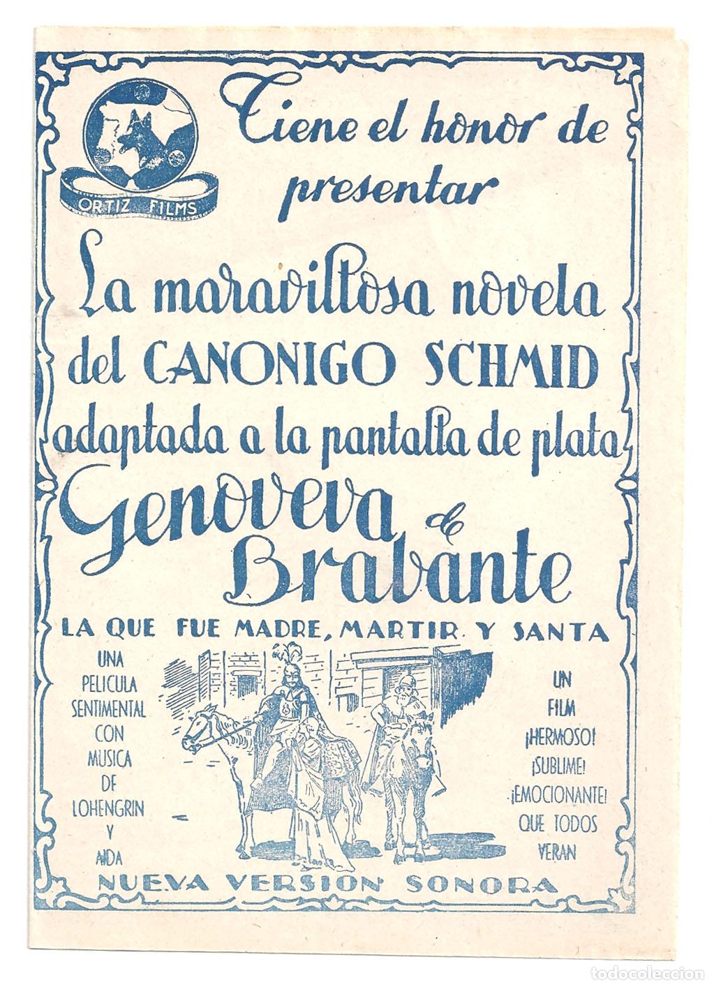 Cine: PTCC 848 GENOVEVA DE BRABANTE PROGRAMA DOBLE ORTIZ FILMS NUEVA VERSION SONORA