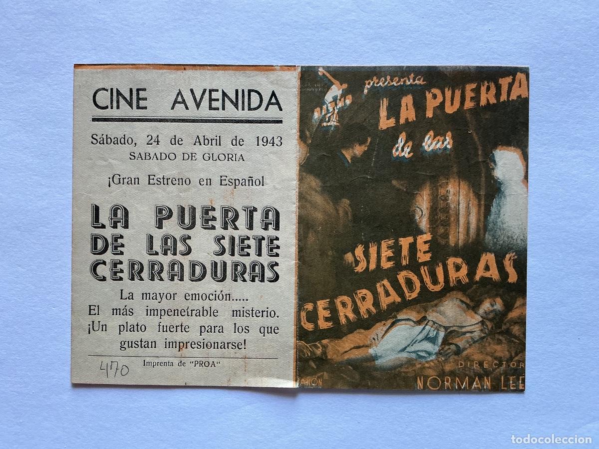Cine: PROGRAMA DOBLE LA PUERTA DE LAS SIETE CERRADURAS EDGAR WALLACE CINE AVENIDA VALENCIA