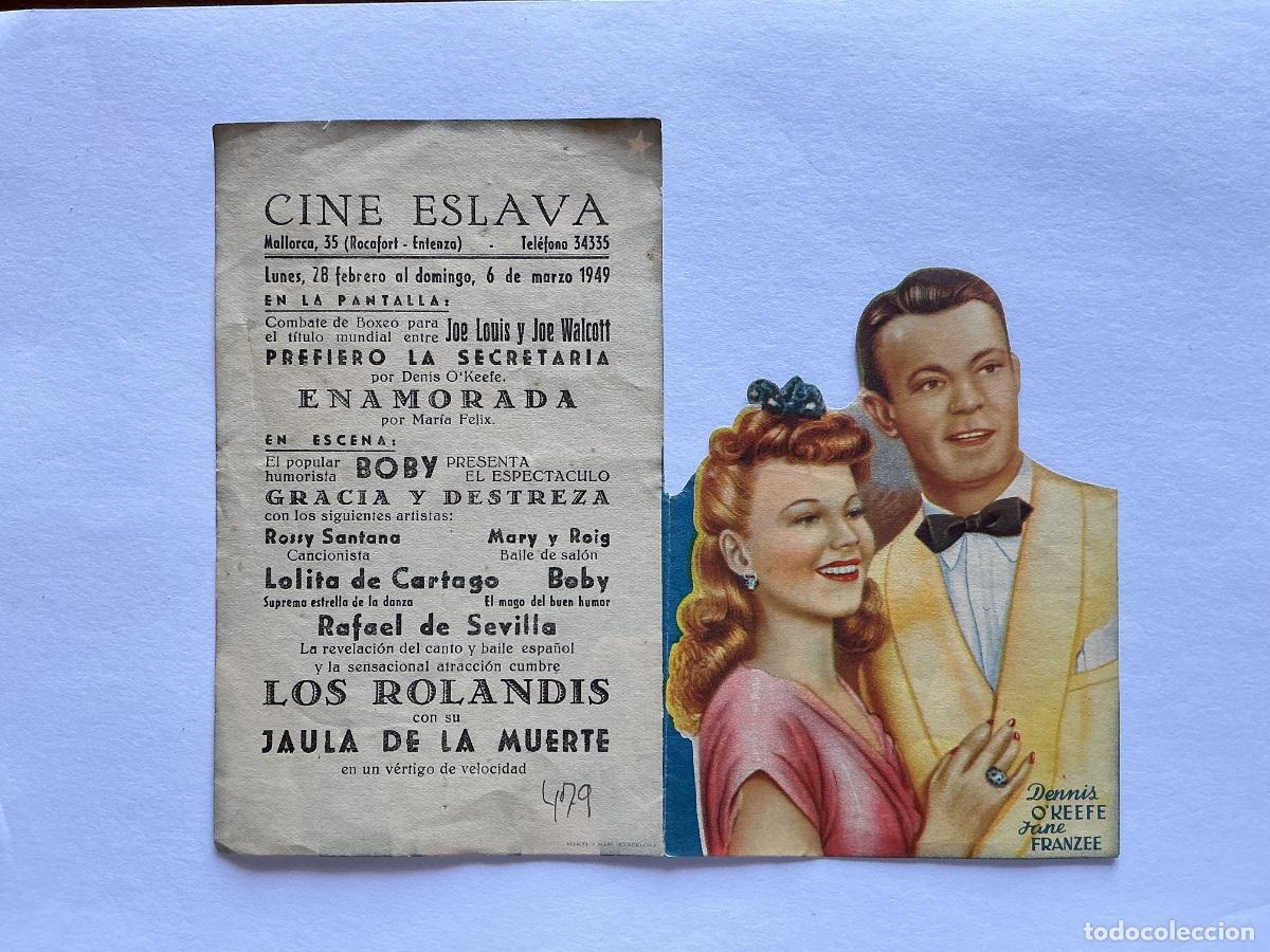  Flyers Publicitaires de films Anciens: PROGRAMA DOBLE TROQUELADO PREFIERO LA SECRETARIA JANE FRANZEE CINE ESLAVA BARCELONA