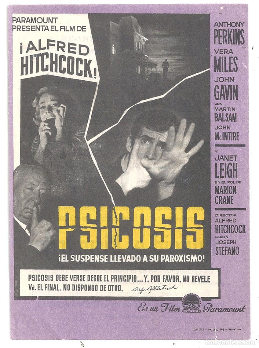  Flyers Publicitaires de films Anciens: PTCC6 67 PSICOSIS PROGRAMA SENCILLO PARAMOUNT ALFRED HITCHCOCK ANTHONY PERKINS JANET LEIGH