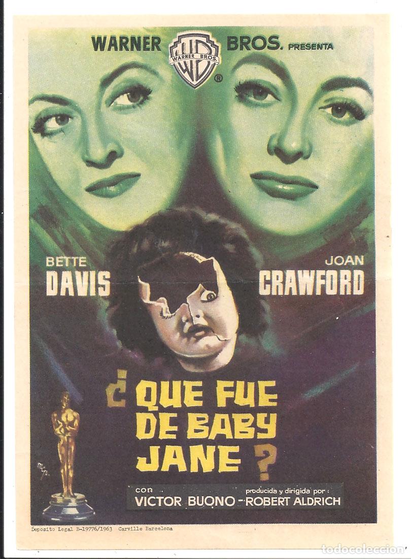 Cinema: PTCC6 67 QUE FUE DE BABY JANE PROGRAMA SENCILLO WARNER BETTE DAVIS JOAN CRAWFORD
