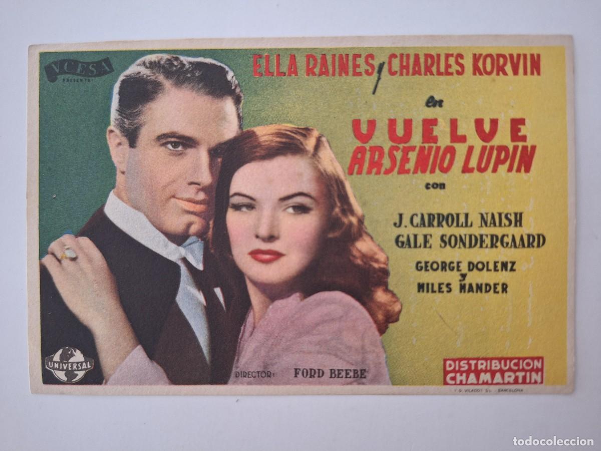 Cine: CINE FOLLETO DE MANO VUELVE ARSENIO LUPIN SIN PUBLICIDAD FMD RV 61