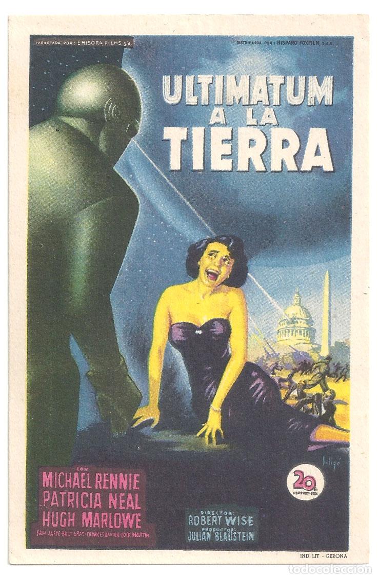 Cinema: PTCC6 67 ULTIMATUM A LA TIERRA PROGRAMA SENCILLO FOX MICHAEL RENNIE PATRICIA NEAL SCI-FI