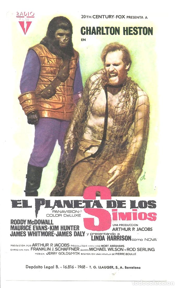 Cinema: PTCC6 67 EL PLANETA DE LOS SIMIOS PROGRAMA SENCILLO FOX RADIO CHARLTON HESTON