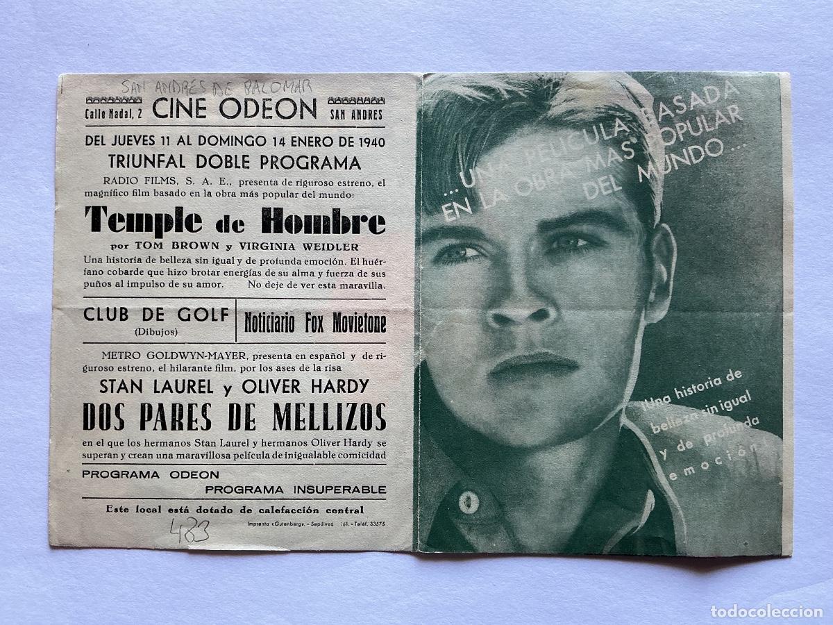 Kino: PROGRAMA DOBLE TEMPLE DE HOMBRE TOM BROWN CINE ODEON SAN ANDRES DE PALOMAR BARCELONA