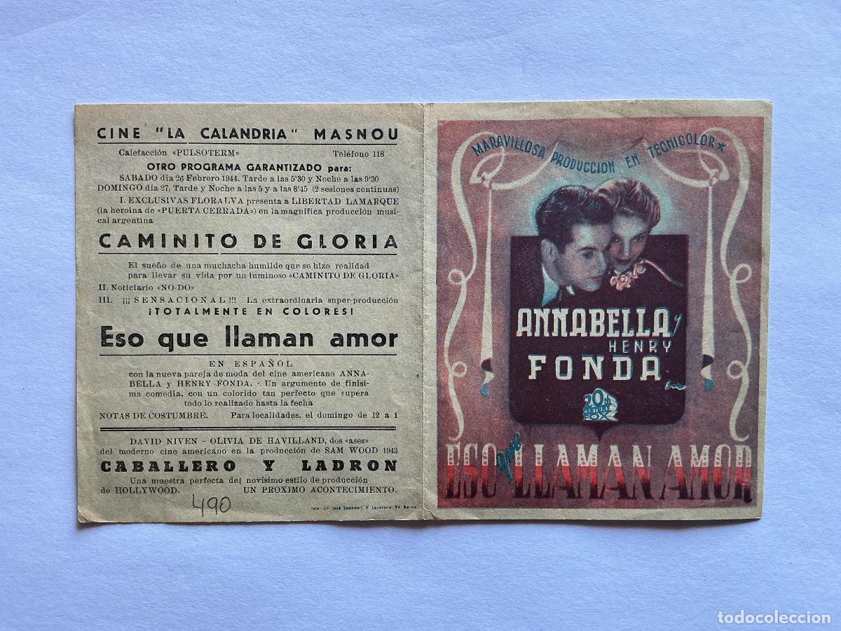 Kino: PROGRAMA DOBLE FOX ESO QUE LLAMAN AMOR HENRY FONDA CINE LA CALANDRIA MASNOU BARCELONA