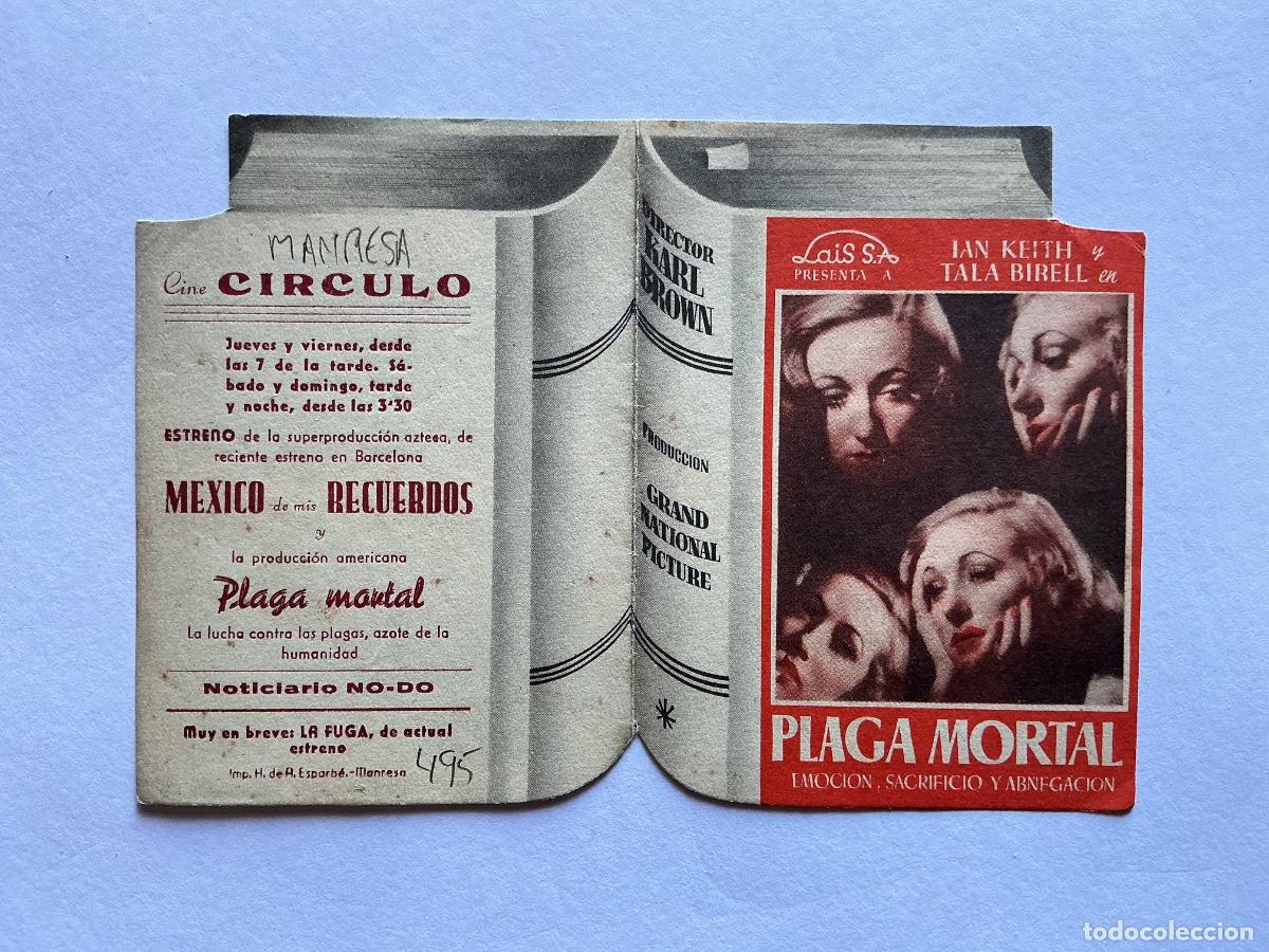  Flyers Publicitaires de films Anciens: PROGRAMA DOBLE TROQUELADO PLAGA MORTAL TALA BIRELL CINE C&Iacute;RCULO MANRESA BARCELONA