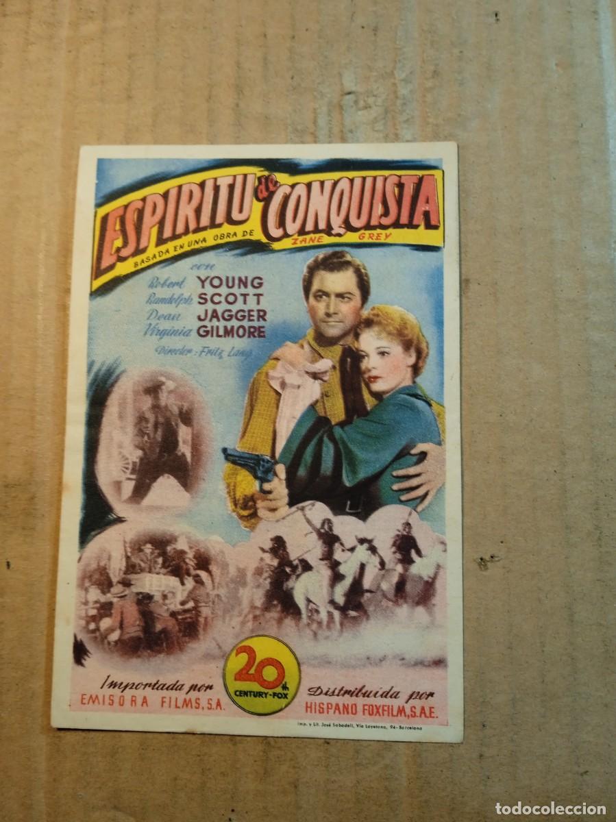 Folhetos de m&atilde;o de filmes antigos de cinema: FOLLETO DE MANO CON PUBLICIDAD ESPIRITU DE CONQUISTA