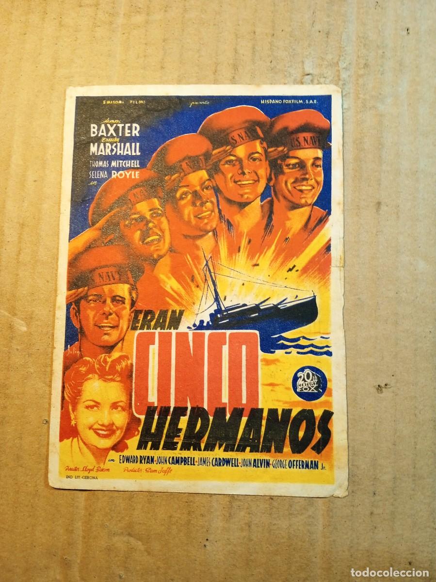 Kino: FOLLETO DE MANO CON PUBLICIDAD ERAN CINCO HERMANOS