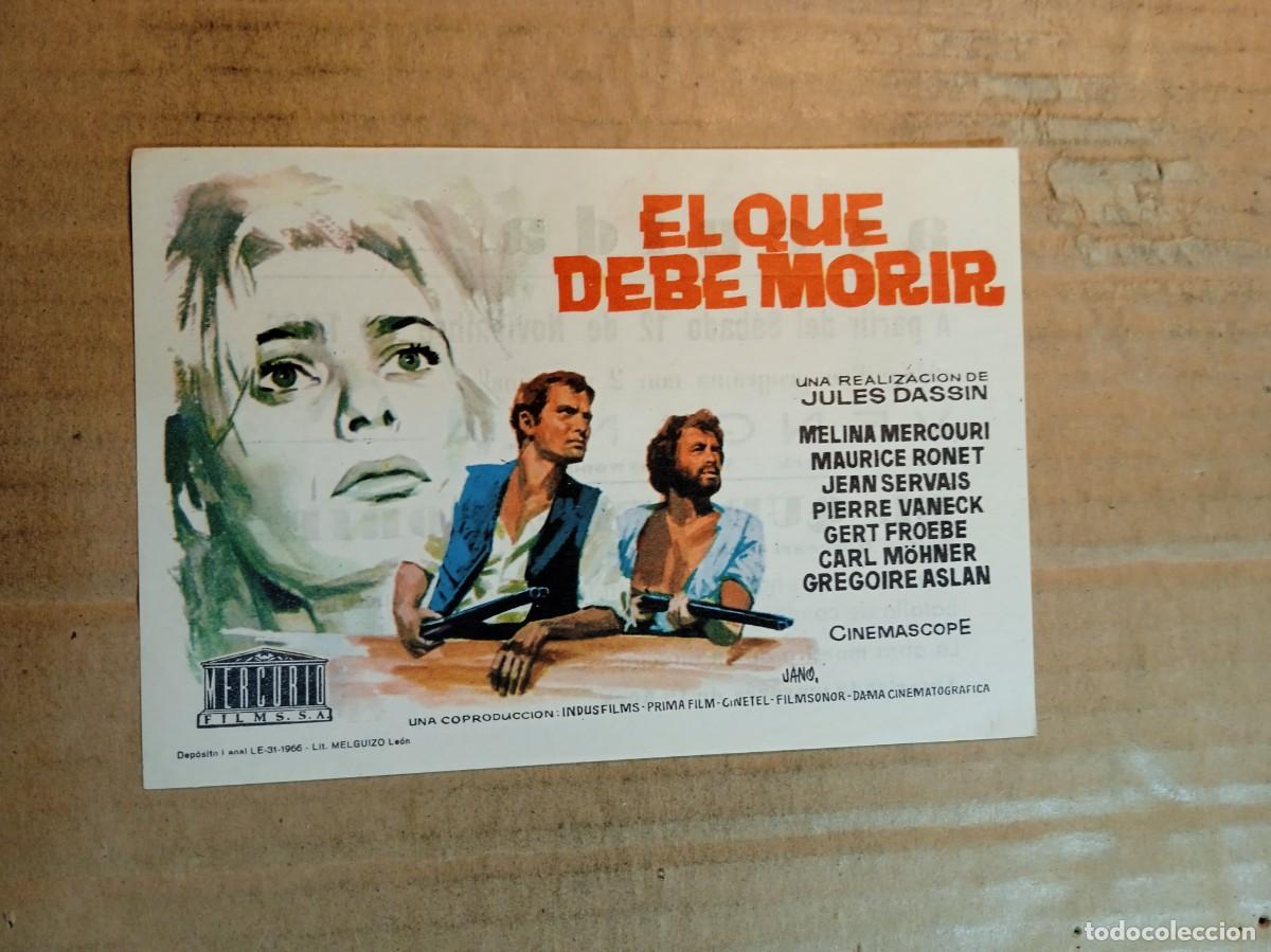 Folhetos de m&atilde;o de filmes antigos de cinema: FOLLETO DE MANO CON PUBLICIDAD EL QUE DEBE MORIR