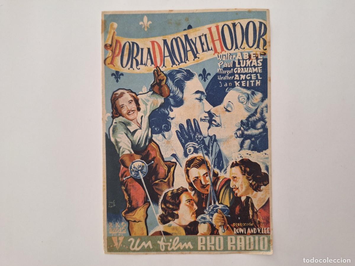 Cine: CINE FOLLETO MANO SIMPLE POR LA DAMA Y EL HONOR TEATRO JORDA MURO DEL ALCOY FMD RV 74