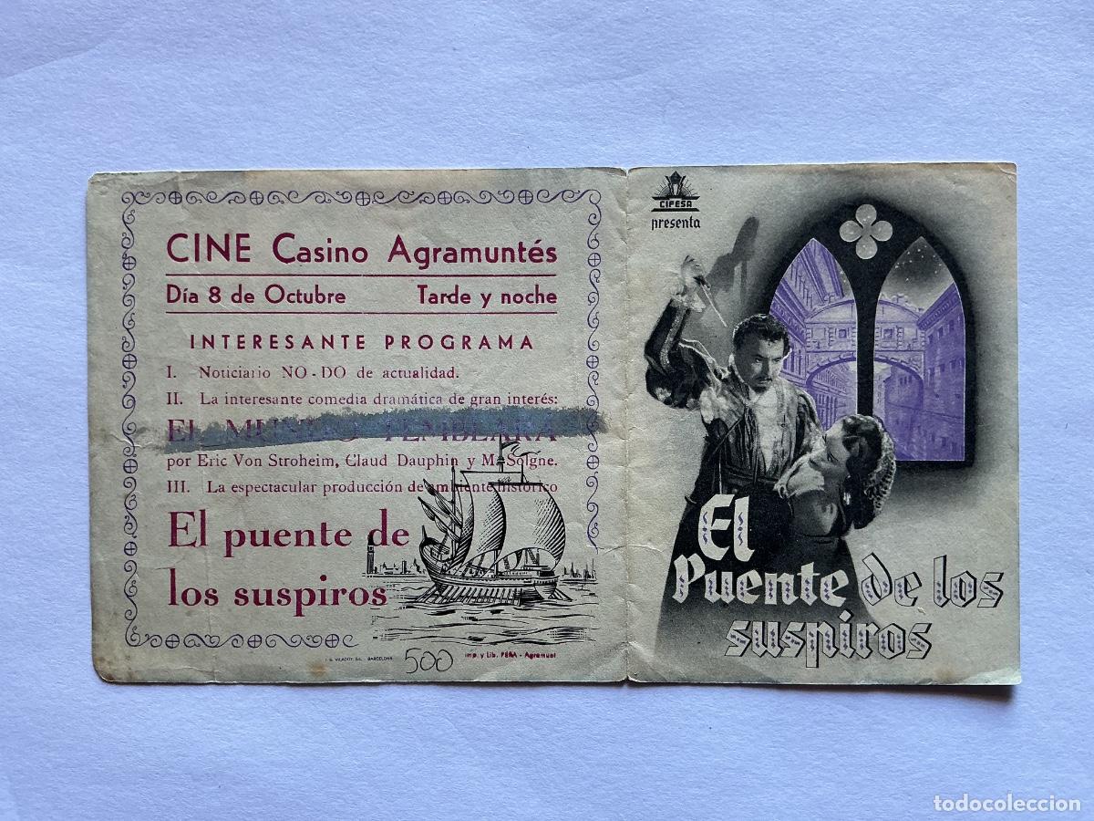  Foglietti di film di film antichi di cinema: PROGRAMA DOBLE CIFESA EL PUENTE DE LOS SUSPIROS PAOLA BARBARA CINE CASINO AGRAMUNTES AGRAMUNT GERONA
