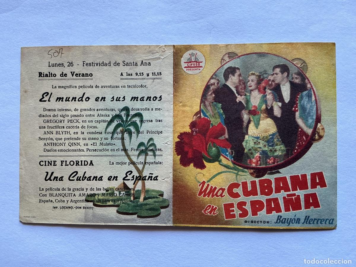 Folhetos de m&atilde;o de filmes antigos de cinema: PROGRAMA DOBLE CIFESA UNA CUBANA EN ESPA&Ntilde;A MARIO CABR&Eacute; CINE RIALTO DE VERANO DON BENITO BADAJOZ