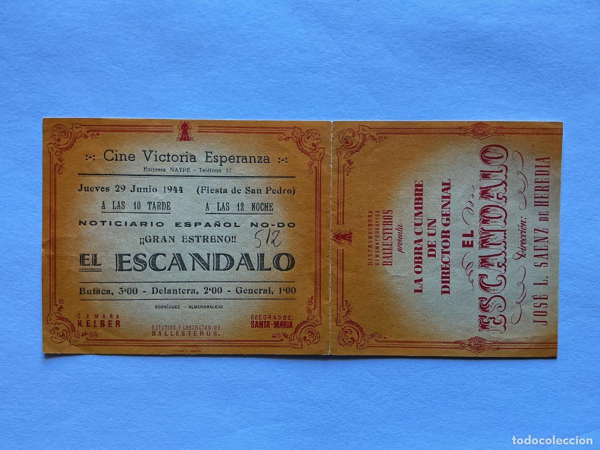 Folhetos de m&atilde;o de filmes antigos de cinema: PROGRAMA DOBLE EL ESC&Aacute;NDALO MERCEDES VECINO CINE VICTORIA ESPERANZA ALMENDRALEJO BADAJOZ
