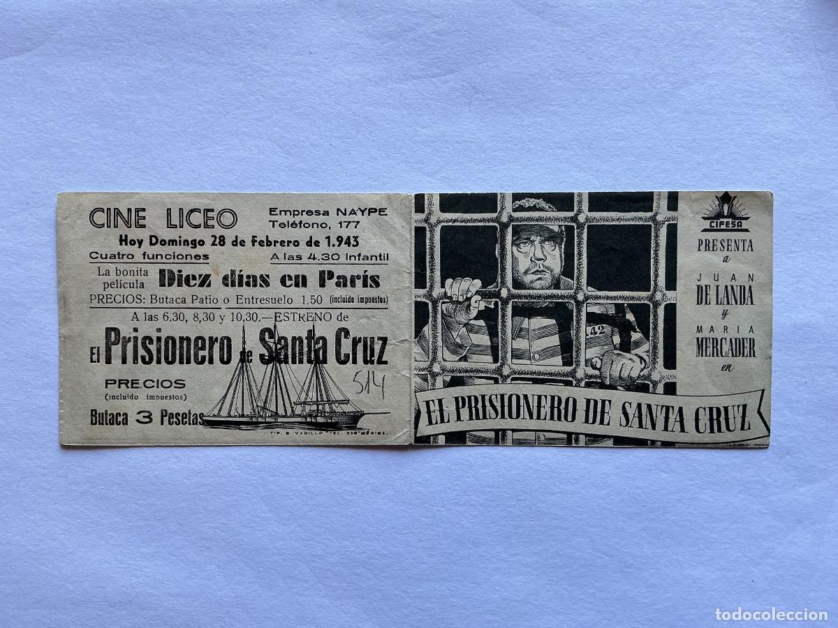 Cine: PROGRAMA DOBLE CIFESA EL PRISIONERO DE SANTA CRUZ MAR&Iacute;A MERCADER CINE LICEO M&Eacute;RIDA BADAJOZ