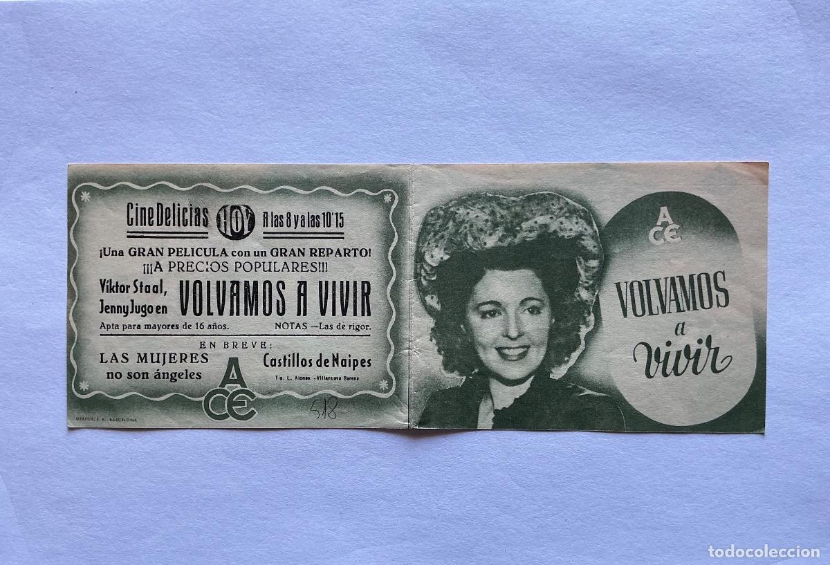 Folhetos de m&atilde;o de filmes antigos de cinema: PROGRAMA DOBLE VOLVAMOS A VIVIR VIKTOR STAAL CINE DELICIAS VILLANUEVA DE LA SERENA BADAJOZ