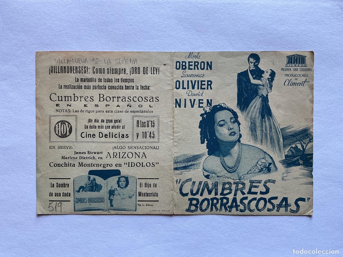 Cine: PROGRAMA DOBLE CUMBRES BORRASCOSAS CINE DELICIAS VILLANUEVA DE LA SERENA BADAJOZ