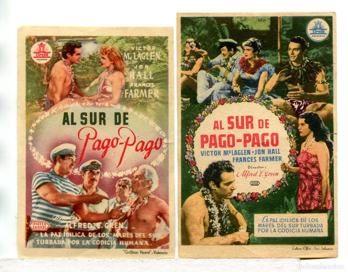  Flyers Publicitaires de films Anciens: AL SUR DE PAGO PAGO, CON VICTOR McLAGLEN.