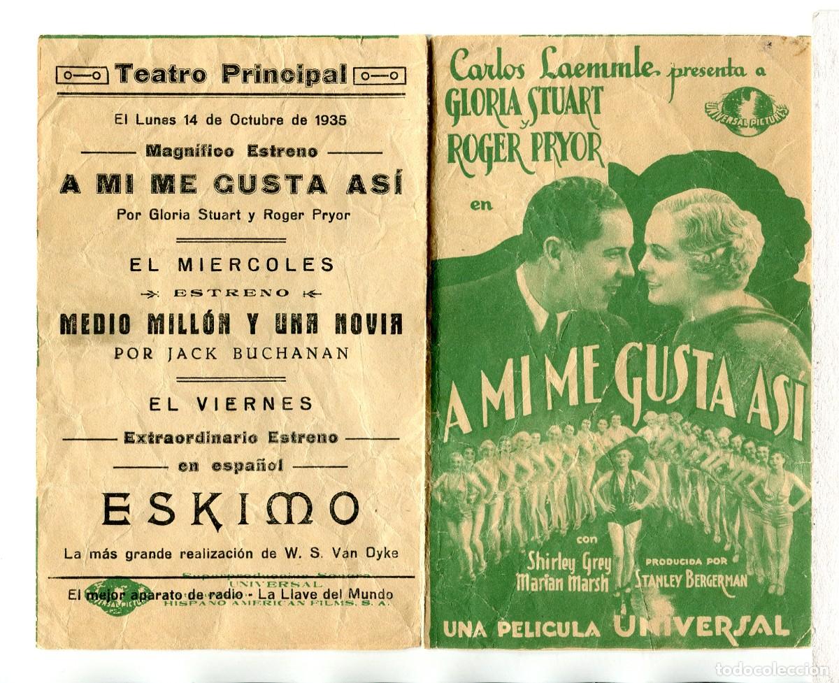 Folhetos de m&atilde;o de filmes antigos de cinema: A MI ME GUSTA AS&Iacute;, con Gloria Stuart.