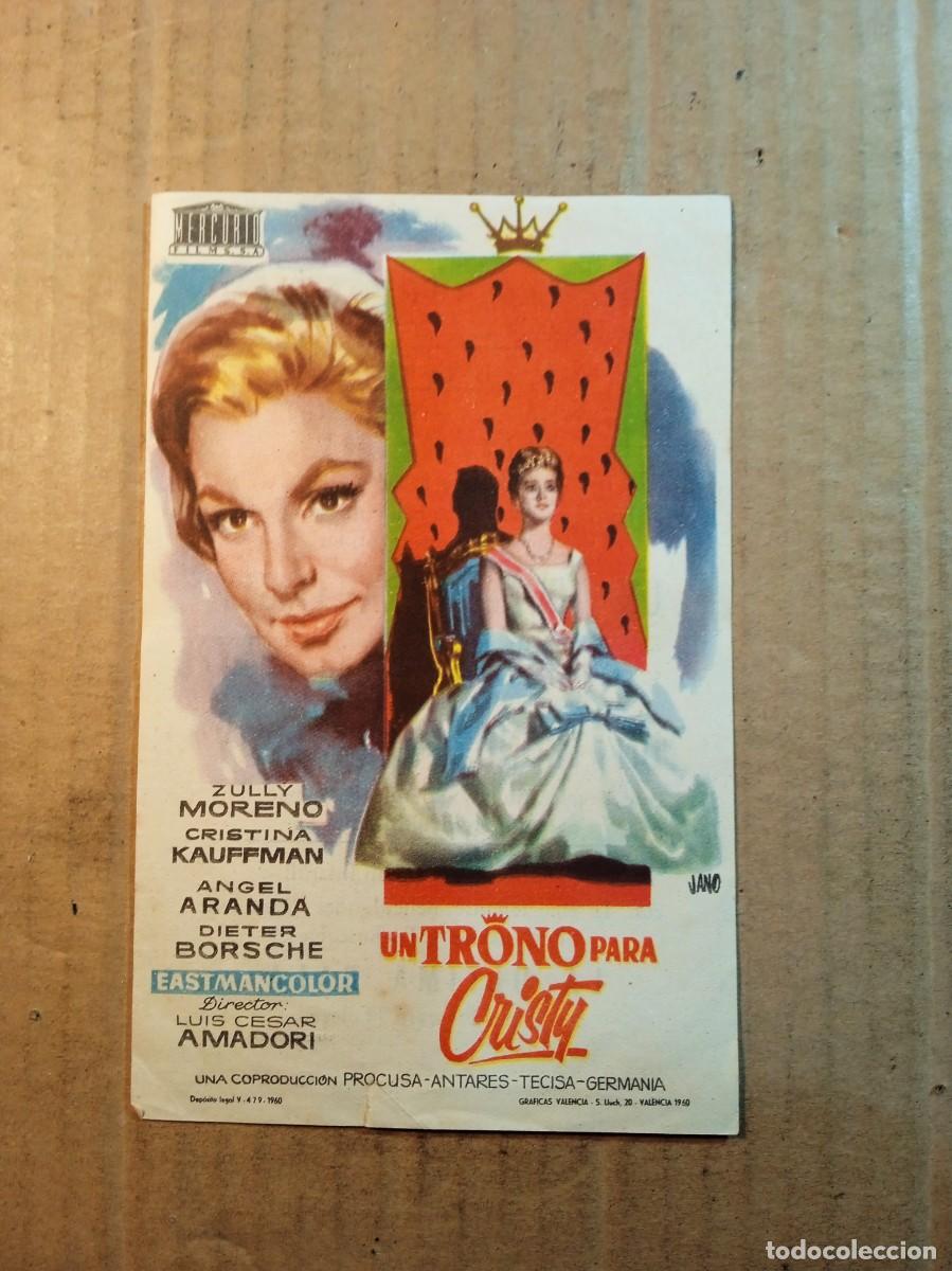 Cine: FOLLETO DE MANO CON PUBLICIDAD UN TRONO PARA CRISTY