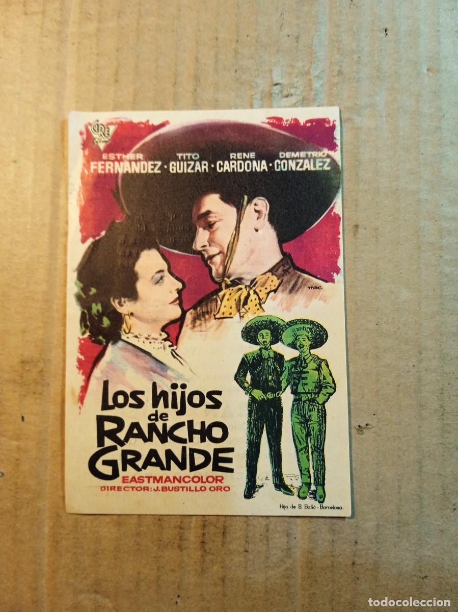 Cine: FOLLETO DE MANO CON PUBLICIDAD LOS HIJOS DE RANCHO GRANDE