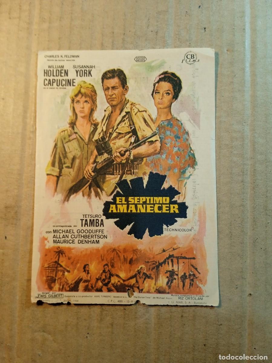 Folhetos de m&atilde;o de filmes antigos de cinema: FOLLETO DE MANO CON PUBLICIDAD EL SEPTIMO AMANECER