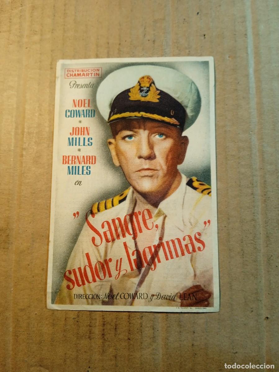 Folhetos de m&atilde;o de filmes antigos de cinema: FOLLETO DE MANO CON PUBLICIDAD SANGRE SUDOR Y LAGRIMAS