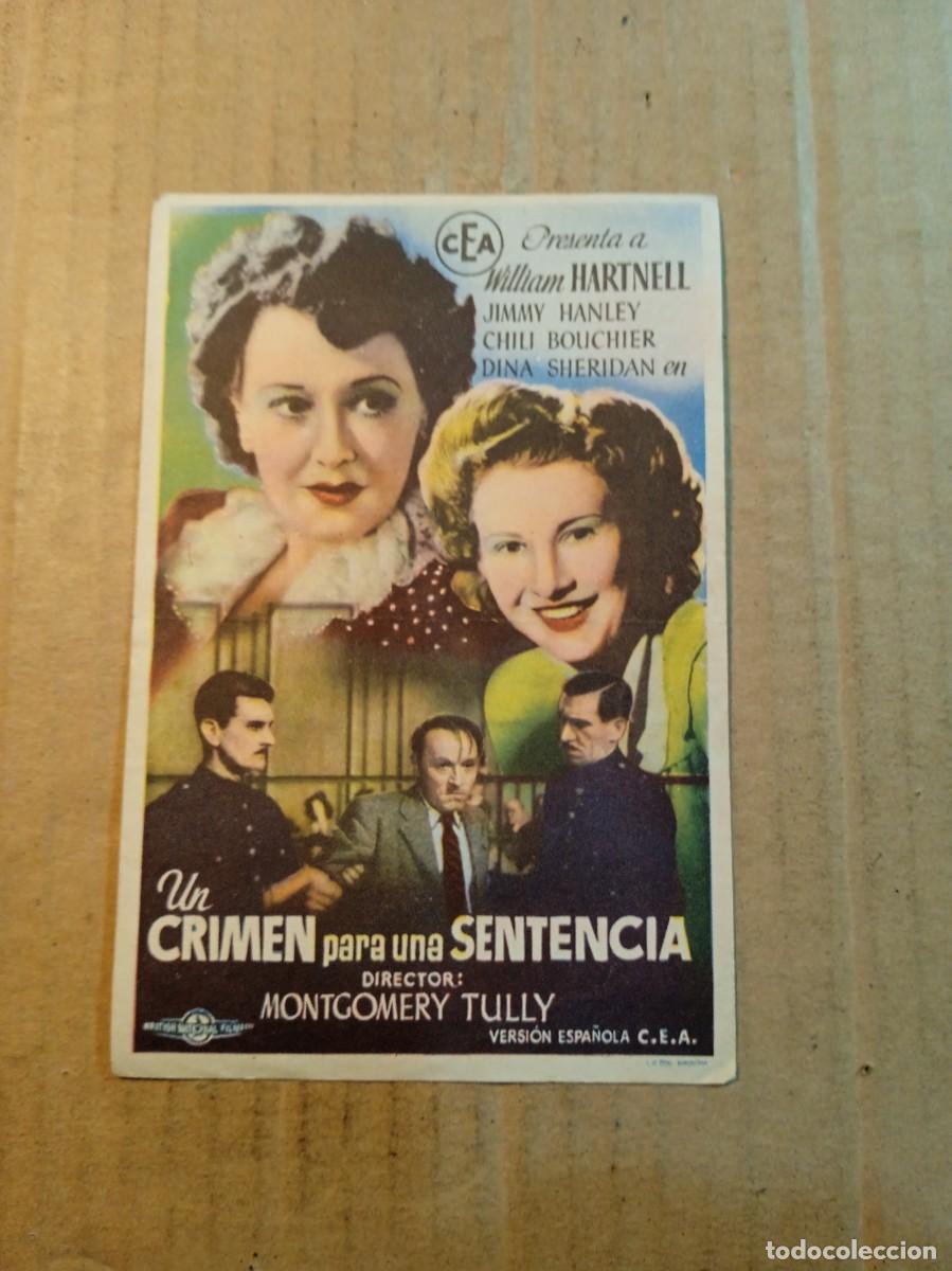 Folhetos de m&atilde;o de filmes antigos de cinema: FOLLETO DE MANO CON PUBLICIDAD UN CRIMEN PARA UNA SENTENCIA