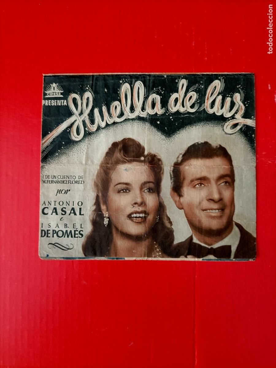 Folhetos de m&atilde;o de filmes antigos de cinema: HUELLA DE LUZ. ES DOBLE, ANTONIO CASAL, ISABEL DE POM&Eacute;S, MARY DELGADO. S/P.