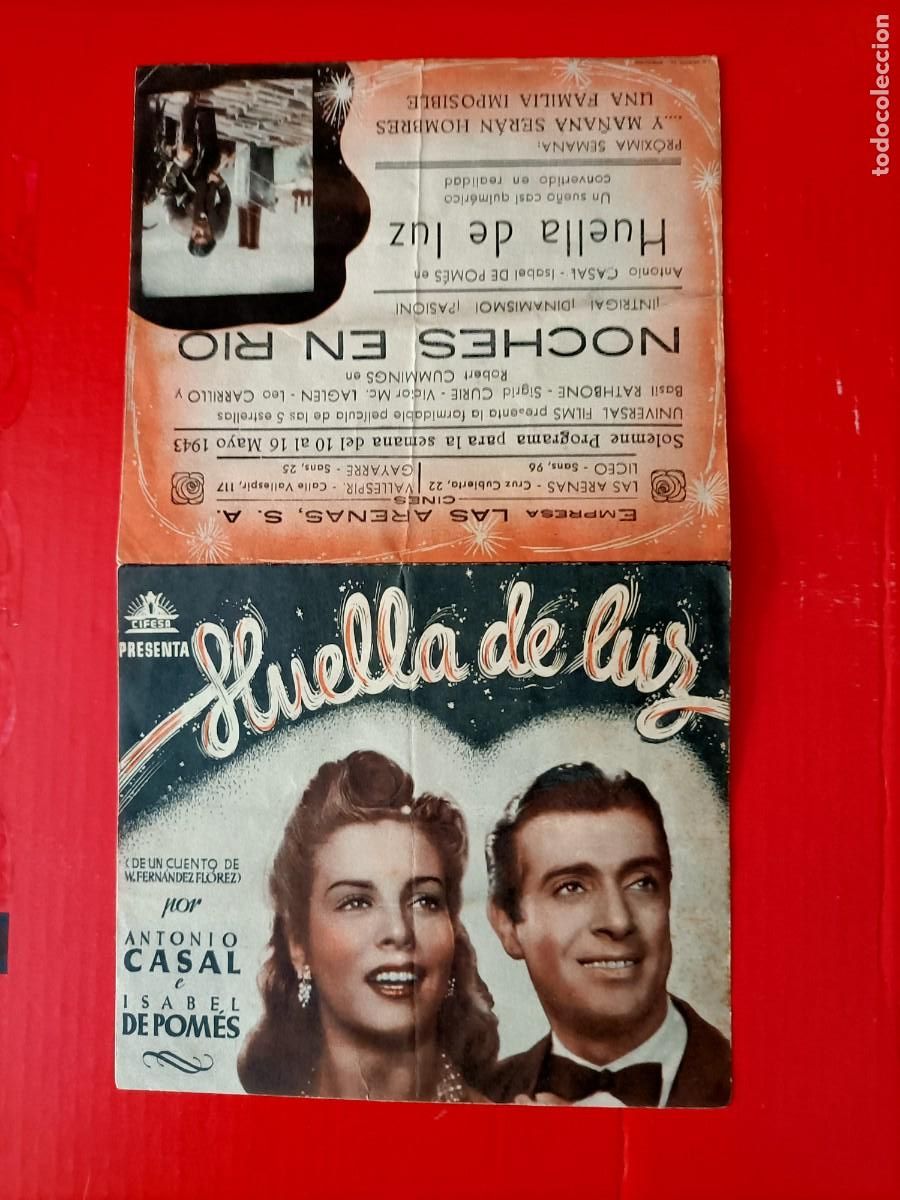 Cine: HUELLA DE LUZ. C/P. CINES LAS ARENAS, LICEO, VALLESPIR, GAYARRE, DOBLE ANTONIO CASAL, MARY DELGADO
