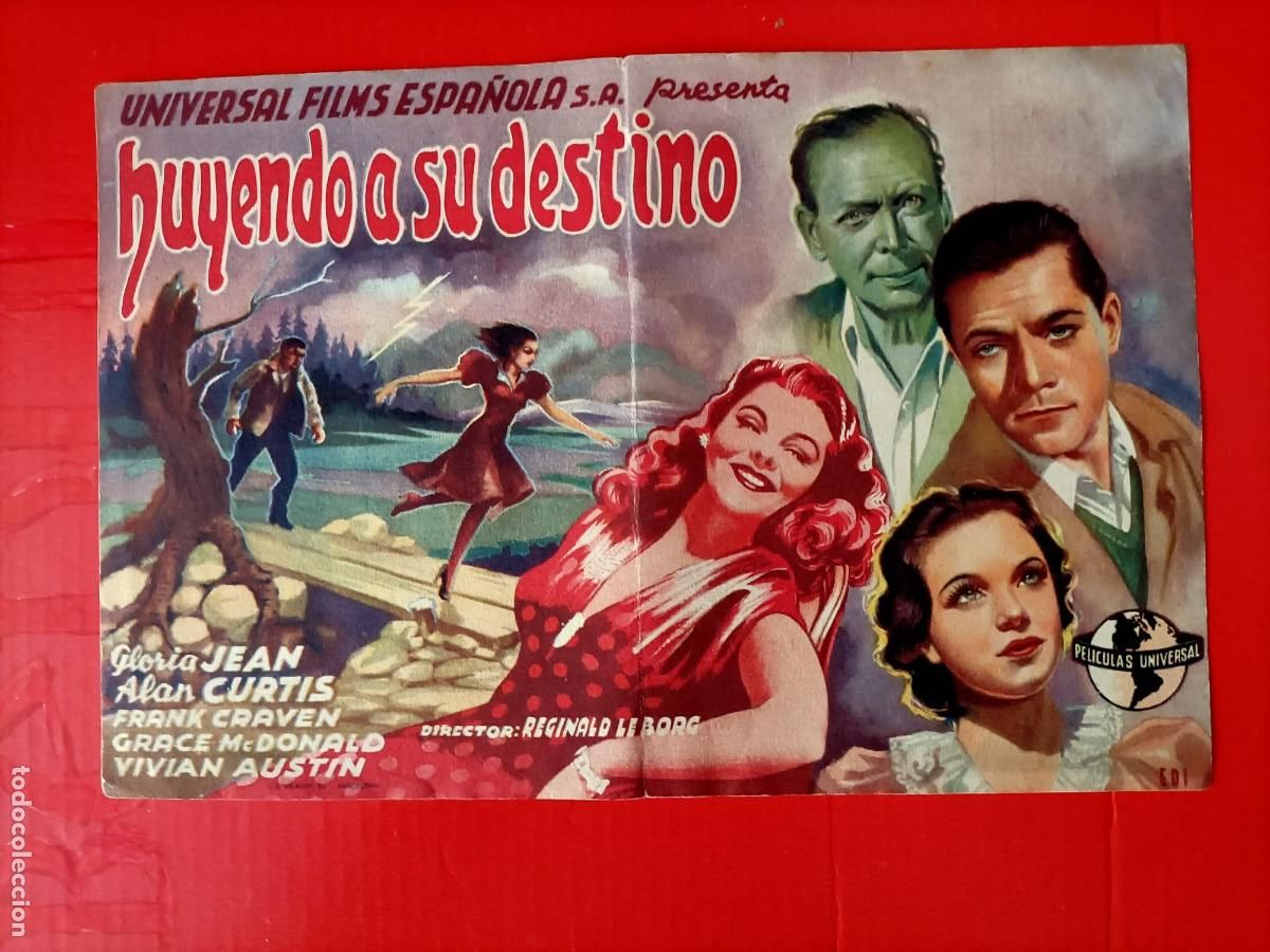 Cinema: HUYENDO A SU DESTINO. C/P. GRAN TEATRO JOVELLANOS. TAMA&Ntilde;O GRANDE, GLORIA JEAN, ALAN CURTIS.