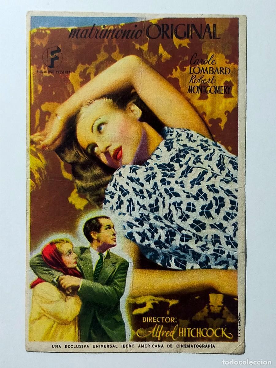Cine: Programa Sencillo Orig: MATRIMONIO ORIGINAL Carole Lombard, Robert Montgomery - Teatro Espa&ntilde;a