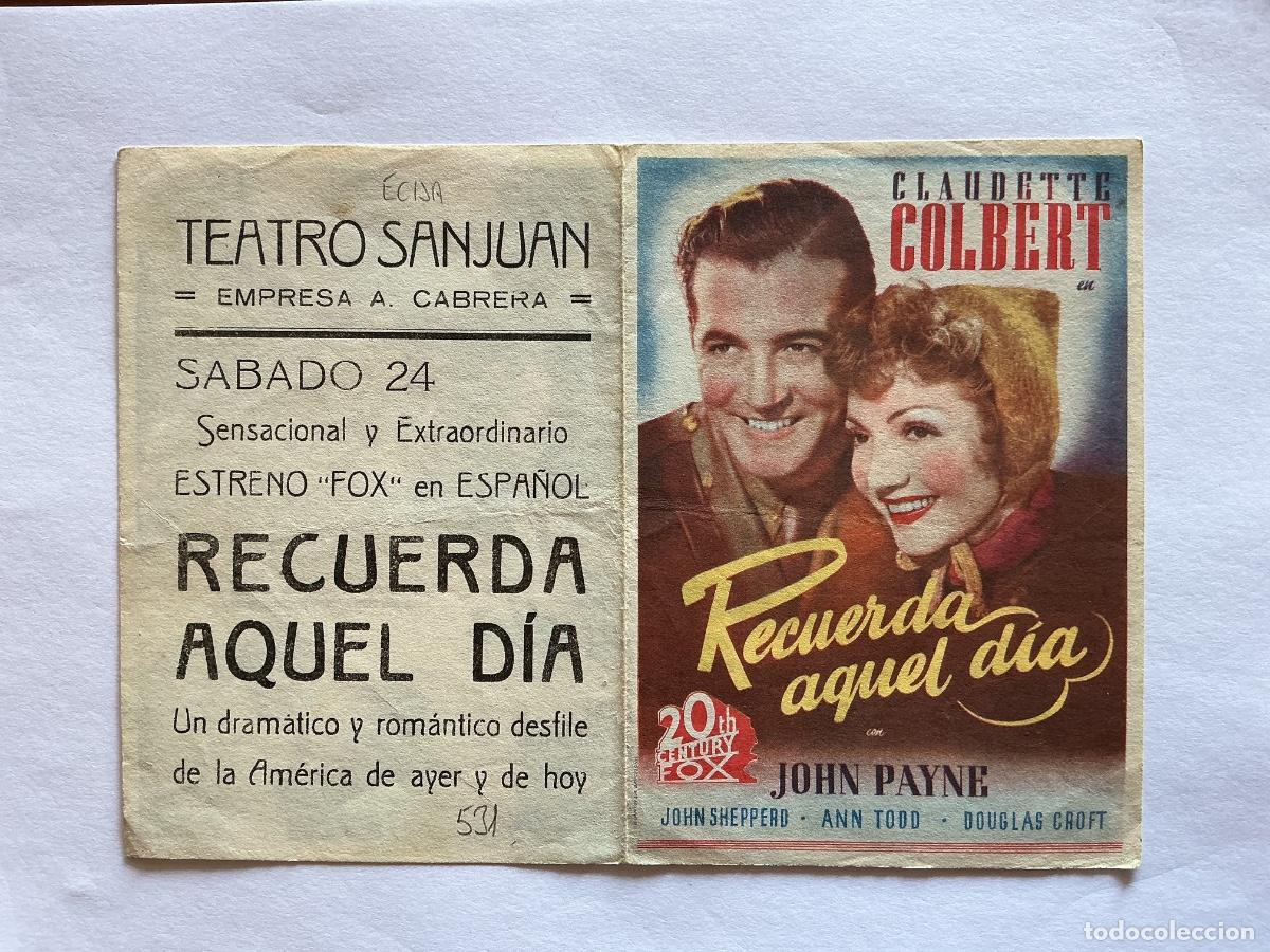 Kino: PROGRAMA DOBLE FOX RECUERDA AQUEL D&Iacute;A JOHN PAYNE CINE TEATRO SANJUAN &Eacute;CIJA SEVILLA