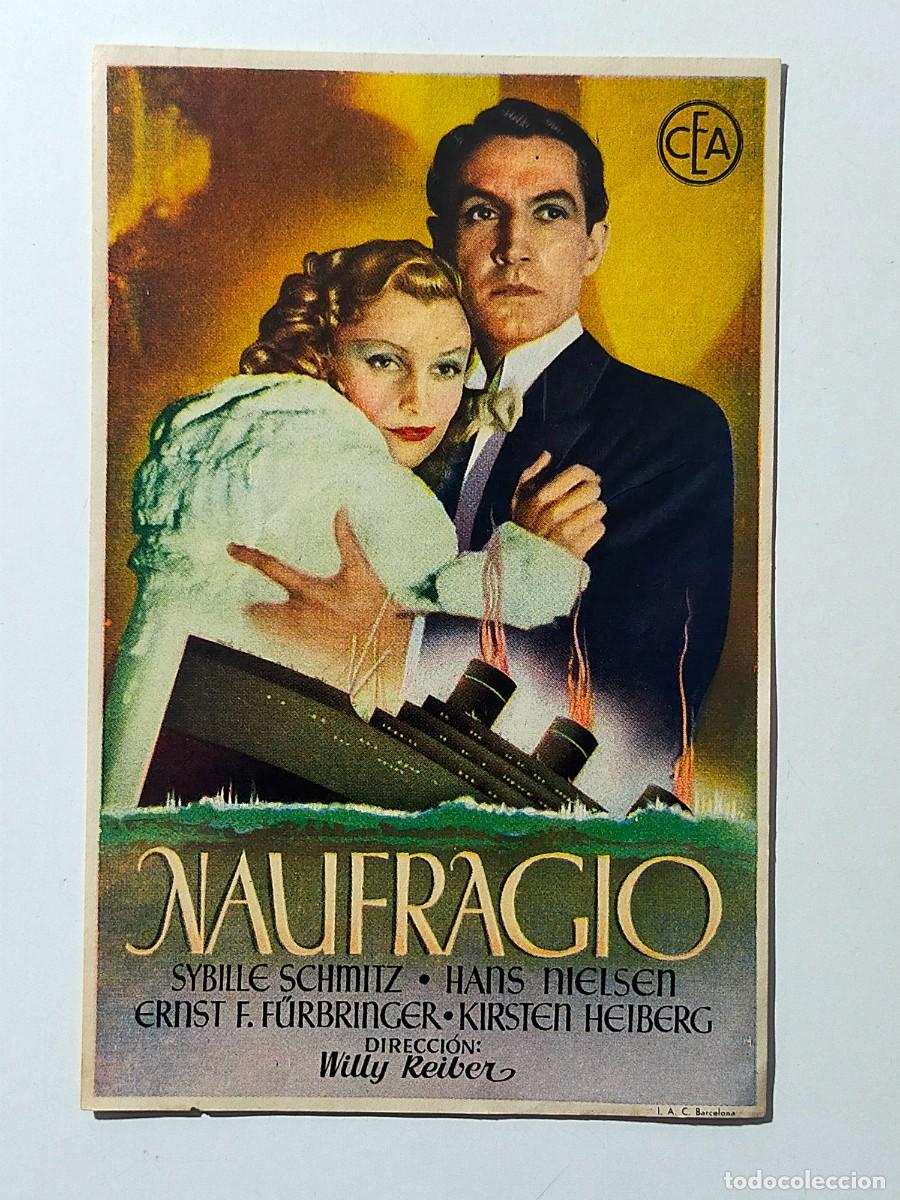 Cine: Programa Sencillo Orig: NAUFRAGIO Sybille Schmitz, Hans Nielse - Cine Chamorro, San Fernando (C&aacute;diz)