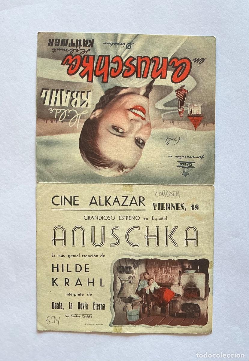 Folhetos de m&atilde;o de filmes antigos de cinema: PROGRAMA DOBLE CIFESA ANUSCHKA HILDA KRAHL CINE ALKAZAR CORDOBA