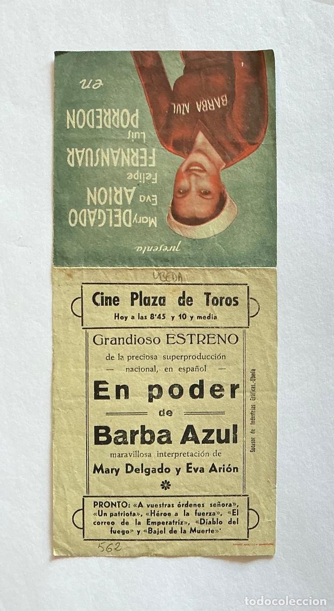 Folhetos de m&atilde;o de filmes antigos de cinema: PROGRAMA DOBLE EN PODER DE BARBA AZUL EVA ARION CINE PLAZA DE TOROS &Uacute;BEDA JA&Eacute;N