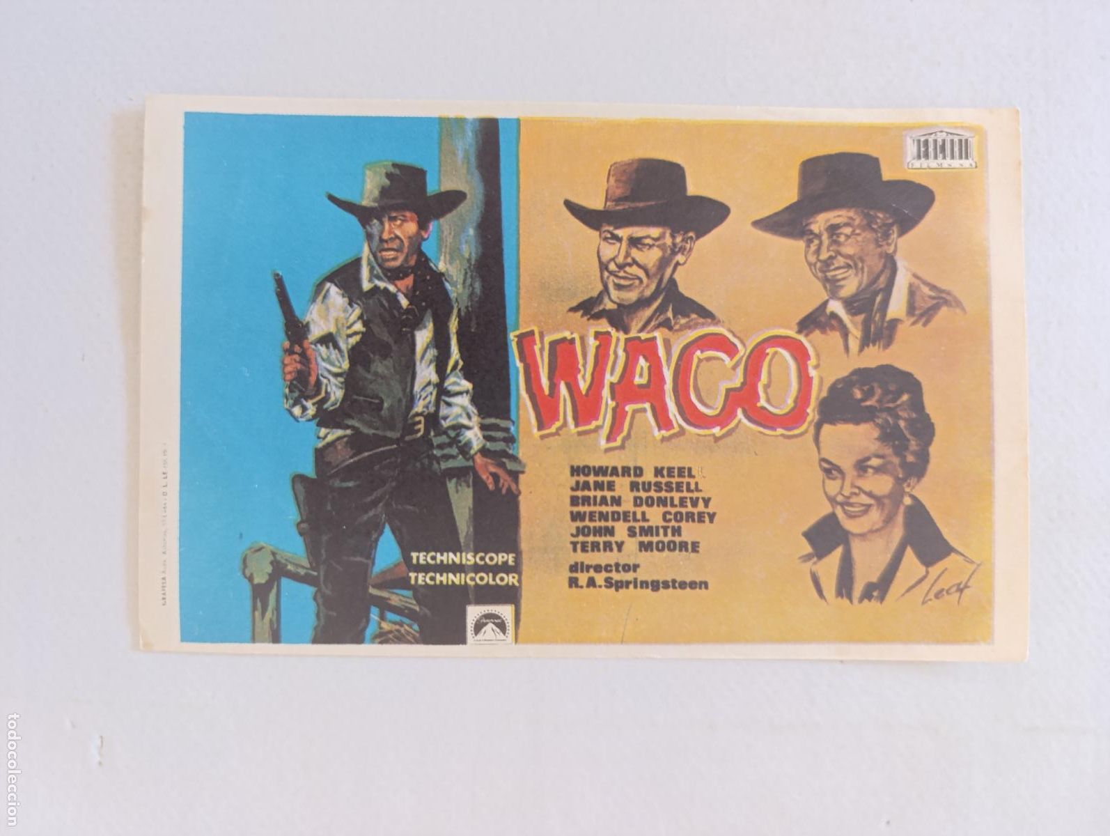 Cine: FOLLETO DE MANO - WACO - HOWARD KEEL - SIN PUBLICIDAD (149G)