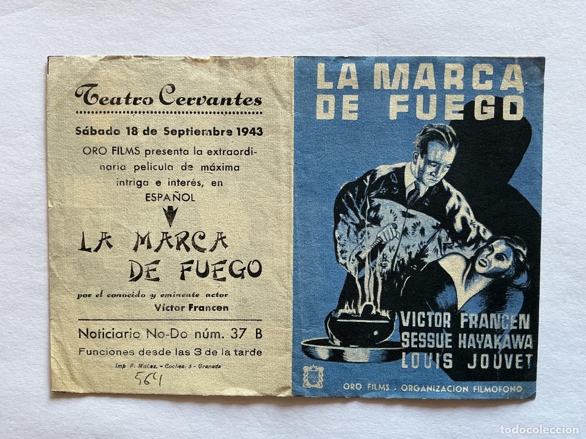  Foglietti di film di film antichi di cinema: PROGRAMA DOBLE LA MARCA DE FUEGO V&Iacute;CTOR FRANCEN CINE TEATRO CERVANTES GRANADA