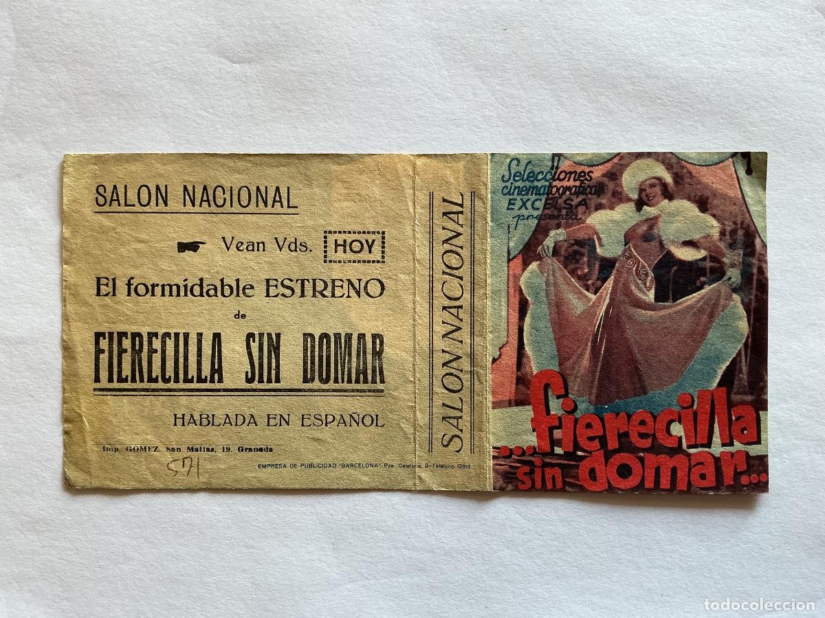 Folhetos de m&atilde;o de filmes antigos de cinema: PROGRAMA DOBLE FIERECILLA SIN DOMAR ANNA NEAGLE CINE SAL&Oacute;N NACIONAL GRANADA