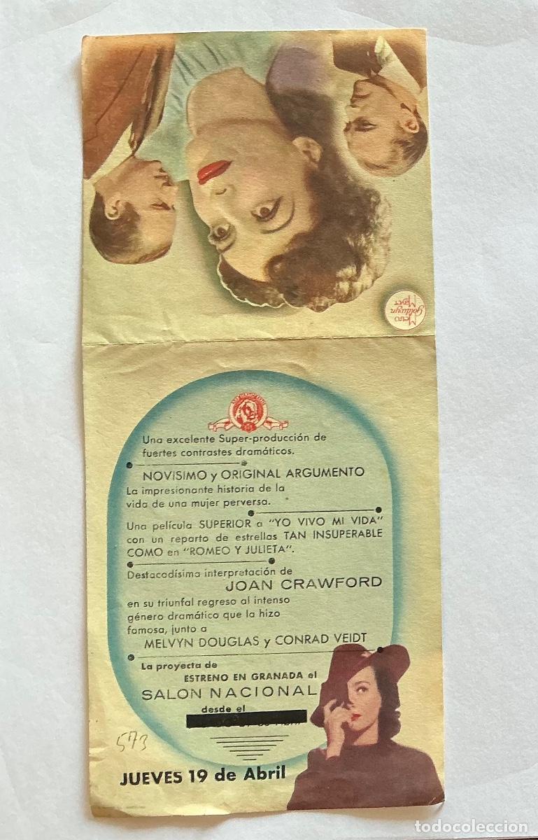  Foglietti di film di film antichi di cinema: PROGRAMA DOBLE METRO UN ROSTRO DE MUJER JOAN CRAWFORD CINE SAL&Oacute;N NACIONAL GRANADA