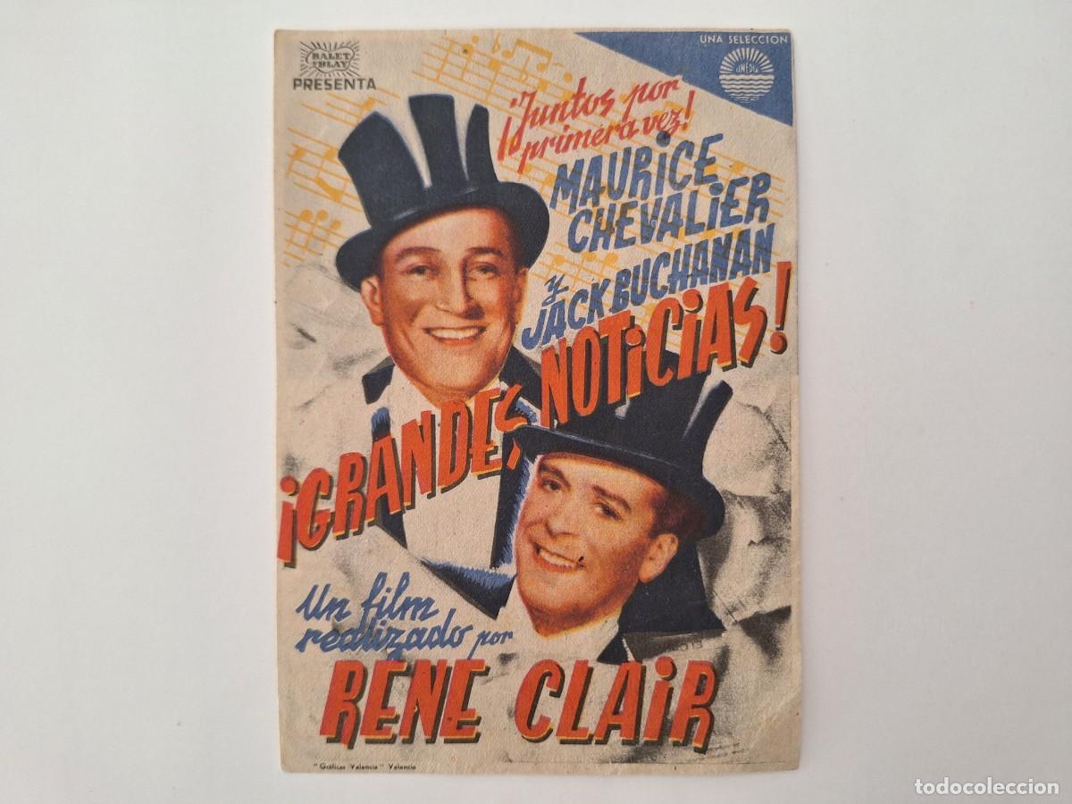 Cine: CINE FOLLETO MANO SIMPLE GRANDES NOTICIAS MAURICE CHEVALIER CINE PLUS ULTRA FMD RV 86