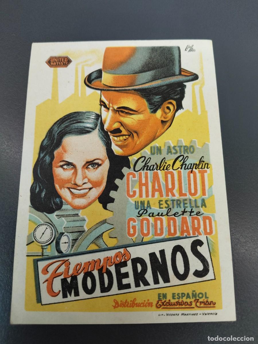 Folhetos de m&atilde;o de filmes antigos de cinema: Tiempos Modernos. Charlot. Sal&oacute;n Anita, Jerez de los Caballeros.