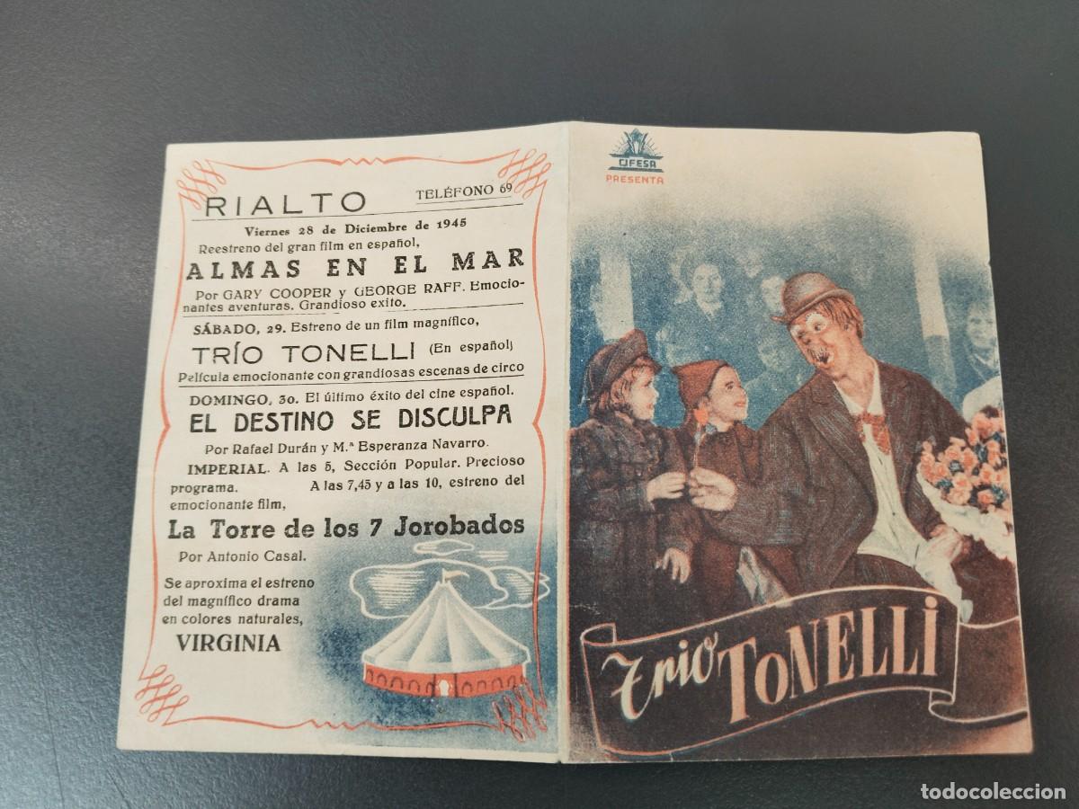 Flyers Publicitaires de Films Anciens: Tr&iacute;o Tonelli. Cine Rialto Don Benito, Badajoz. Programa d&iacute;ptico.